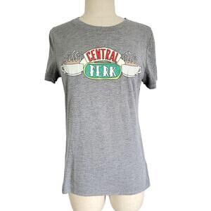 Friends TV Show Shirt Womens Medium Gray Central Perk Coffee Graphic Tee Shirt